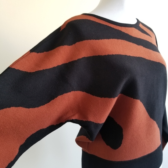 🆕️⬇️Carmen Marc Valvo Eyelash Zebra Print Dolman Sleeve Sweater - Picture 5 of 14